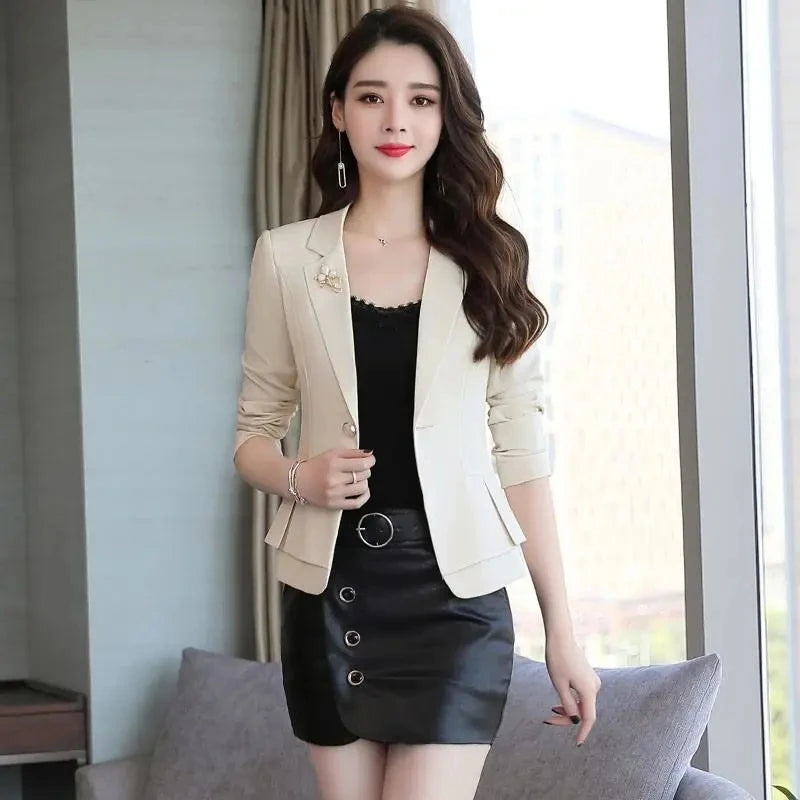 Spring Autumn Jackets Women Blazer 2024New Solid Fashion Slim Office Short Blazer Women Elegant Single Button Formal Blazer Coat