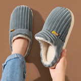 Evshine Women Fur Plush Slippers Men Winter Furry Fashion Warm Ankles Plush Cozy Slides For Home Indoor Soft Sole Cotton Shoes