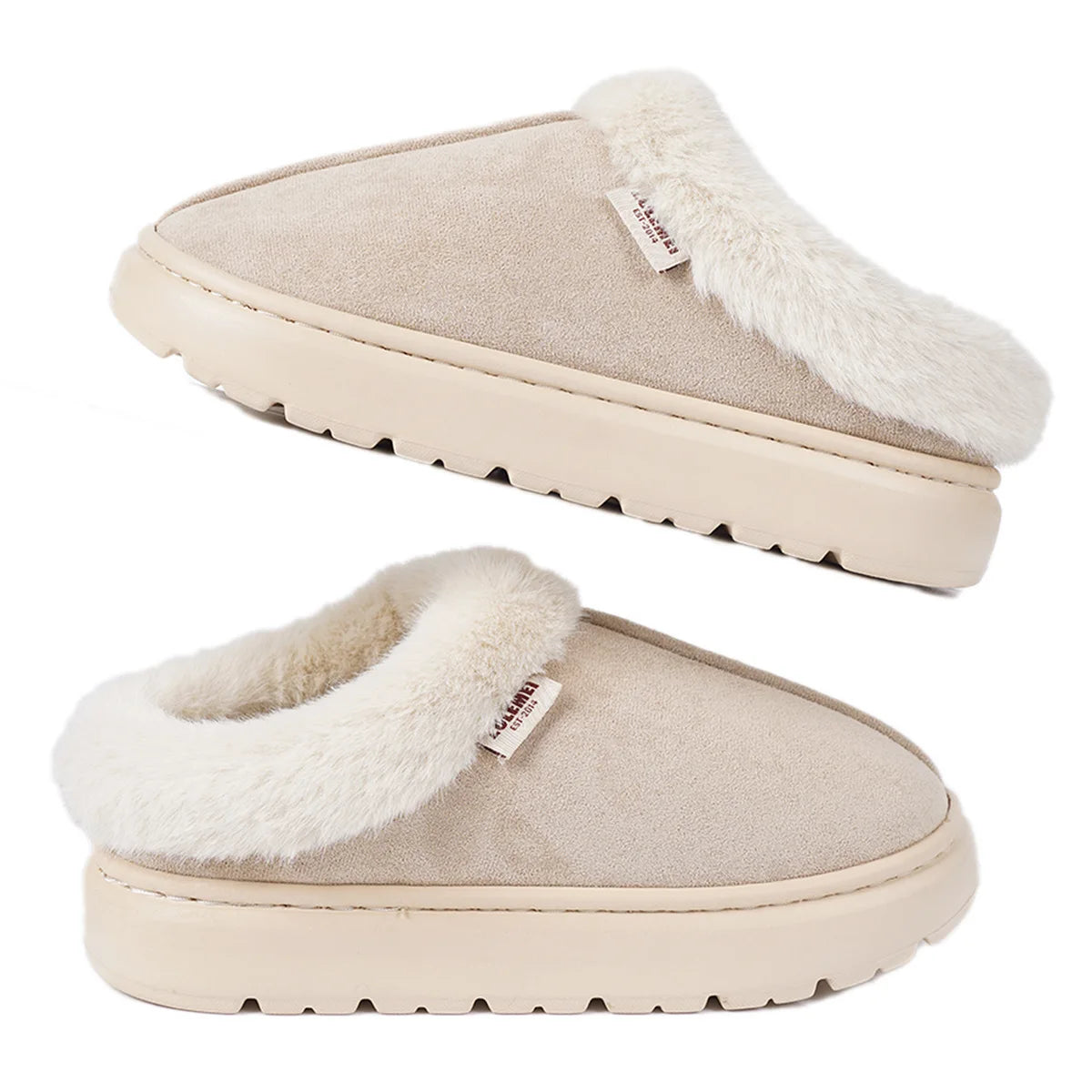 Kidmi Winter Women Shoes Casual House Shoes For Men Outdoor Warm Cotton Shoes For Women Indoor Plush Padded Slippers Female