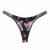 Low Waist Sexy Panties Women Thongs Rhinestones Letter Diamonds G-string Sports Thong Shorts Briefs T-back Fitness S-XL