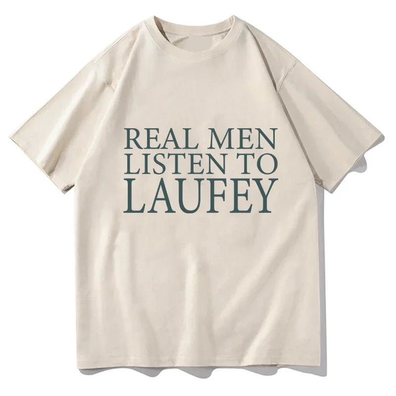 Real Men Listen To Laufey T Shirts Female Male Oversized Clothes Fashion Woman High Quality Pure Cotton Tees Tops Short Sleeve