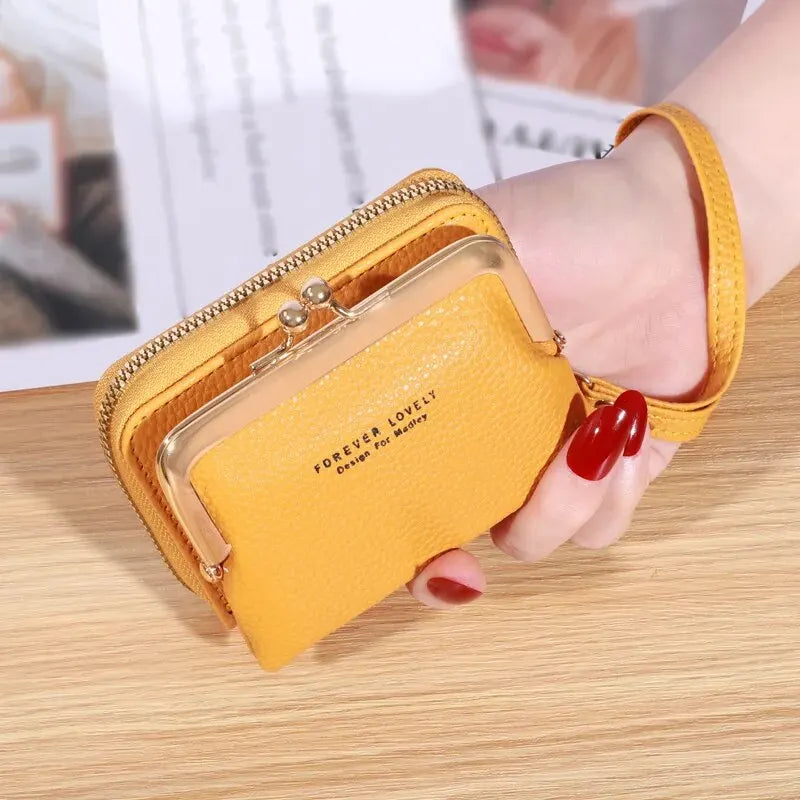 Wallet Women's Fashion Wrist Strap Short Zero Wallet Large Capacity Coin Clip Bag Multiple Card Positions Card Bag Money Clip