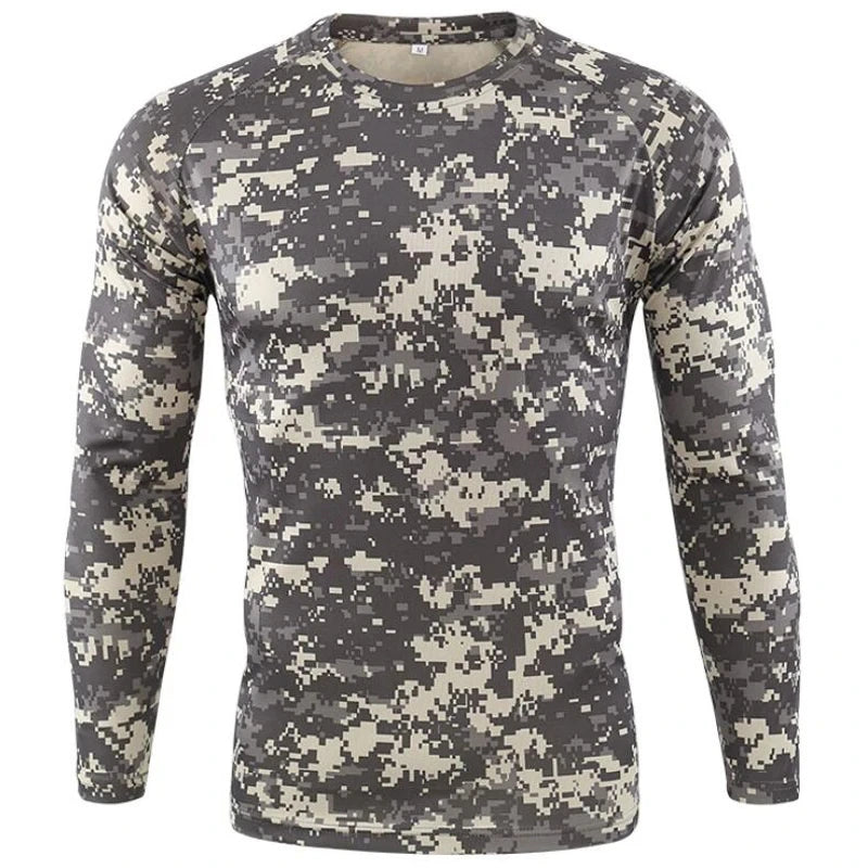 Fashionable Men's Camouflage Printed Men's T-shirt Casual Trend Military Fan Top Autumn New Long Sleeved Round Neck Top