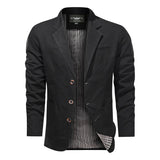 Spring and Autumn New Men Retro Solid Color Suit Business Wide Loose Three-breasted Suit Multi-pocket Casual Regular Jacket Coat