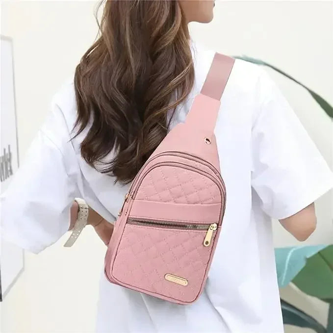 Woman Pink Chest Bag Ladies Waterproof White Chest Shoulder Sling Bag Women Small Backpacks Men Oxford Cloth Crossbody Bag