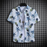 Hawaii Men's Summer Short Sleeve Printed Shirt Thin Beach Shirt Men's High Neck Polo Shirt Men's Casual Top Slim Fashion Clothes