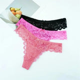 3PC Free Shipping Ladies Thong Sexy Low Waist Lace Panties Transparent G-string Underwear Hot Girl Erotic Panty