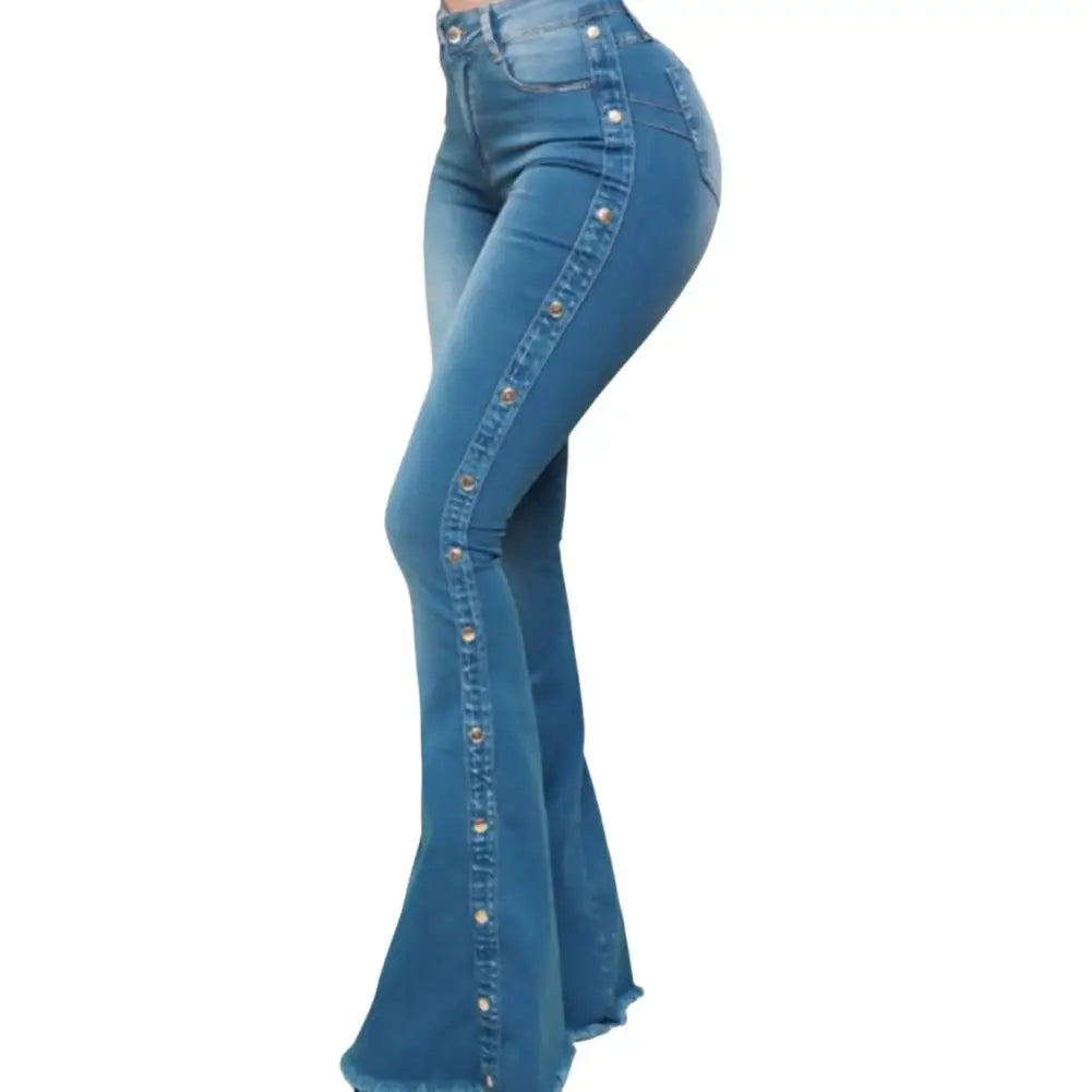 Stylish Flare Jeans  Control Tummy Skin-Touch Skinny Flare Jeans  Women Wide Leg Flare Denim Trousers