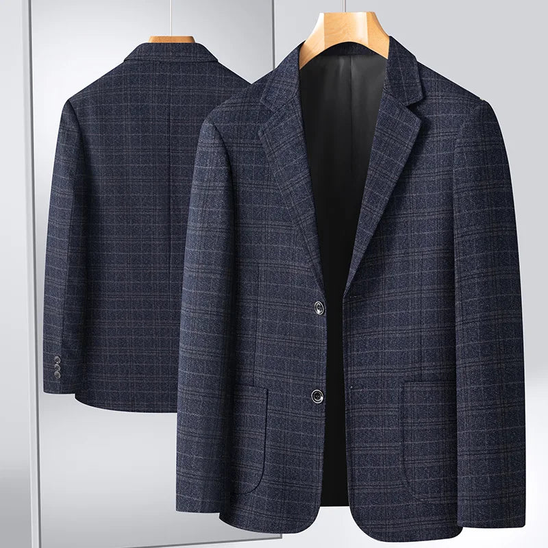 New Men's Blazer Fashion Middle-aged Business Casual Professional Wear Casual Loose British Style Sub-trend Four Seasons Suit