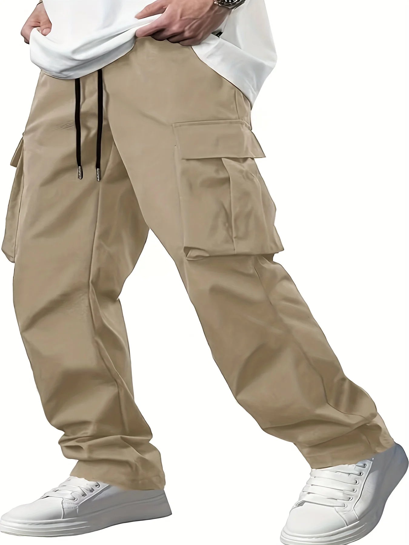 new men's workwear pants, European and American men's loose straight casual pants, men's workwear pocket pants