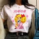 Candy Top Women's Fashion Designer T-shirt Girl Harajuku Summer Cotton Printed T-shirt Summer Leisure Comfortable T-shirt Top