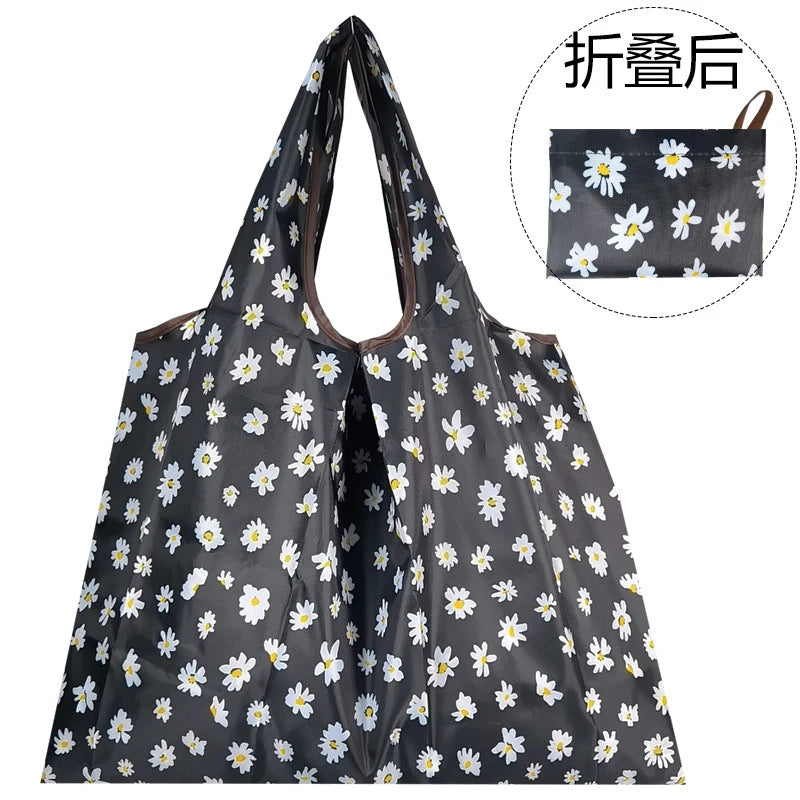 Big Size Thick Nylon Large Tote ECO Reusable Polyester Portable Shoulder Women's Handbags Folding Pouch Shopping Bag Foldable