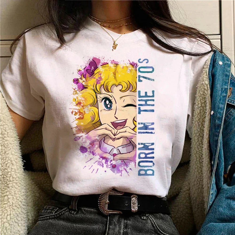 Candy Top Women's Fashion Designer T-shirt Girl Harajuku Summer Cotton Printed T-shirt Summer Leisure Comfortable T-shirt Top