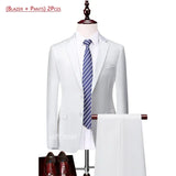 ( Jacket + Vest+Pants ) High-end Brand Formal Business Mens Suit Three-piece Groom Wedding Dress Solid Color Suit