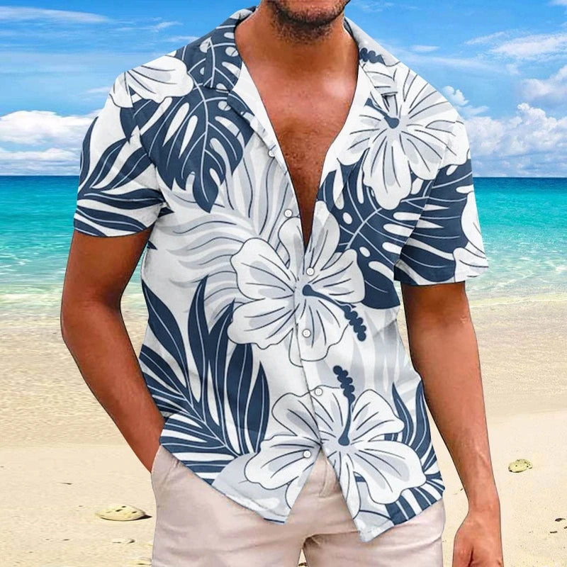 Summer Animal Crane Men Hawaiian Shirt 3d Plant Shirt For Men Flower Print Plus Size Hawaiian Shirts Beach Flower Shirt