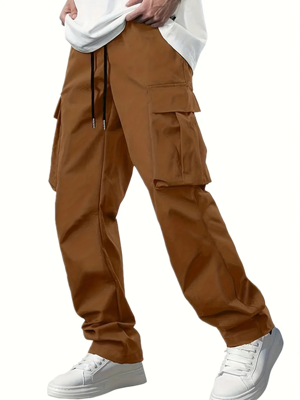 new men's workwear pants, European and American men's loose straight casual pants, men's workwear pocket pants