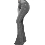 Stylish Flare Jeans  Control Tummy Skin-Touch Skinny Flare Jeans  Women Wide Leg Flare Denim Trousers