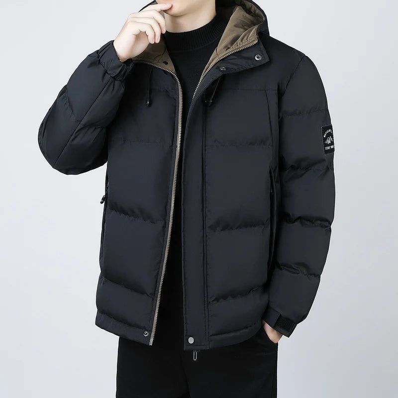 Winter Cotton-padded Men Fashion Hooded Youth Leisure Sports Thick Down Padded Jacket Warm Cotton-padded Daily Casual Trend Coat