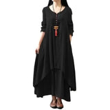 Women Elegant Linen White Dresses Bohemia Layering Vintage Robe Long Sleeve Loose Long Dress Female Autumn Vestidos