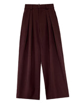 High Waist Wine Red Brief Pleated Long Wide Leg Elegant Pants New Trousers Women Fashion Tide Spring Autumn