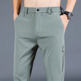 Summer New Thin Ice Silk Stretch Men's Pants Casual Elastic Waist Smooth Trouser Pants Male Brand Clothing 5 Colour