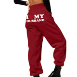 Women’S Fleece Lined Sweatpants Valentine'S Day Love My Boyfriend PrintPants Bottom Sweatpants Joggers Pants High Waisted Pants