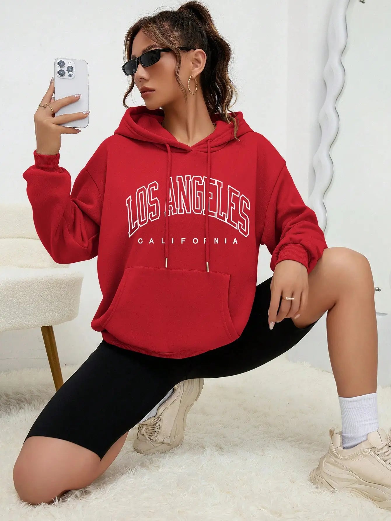 Los Angeles Art Letter Design Women Streetwear American Style Fashion Sweatshirt Autumn Hip Hop Female Hoodies Casual Fleece Top