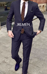 Men's Suit   Handsome Casual 2 Piece Suit For Men Wedding Tuxedos Notched Lapel Groomsmen  Business  Prom Blazer