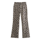 TRAF Women Vintage Leopard Printed Pant Female Spring Zipper High Waisted Full Length Casual Female Trousers Y2K Loose Pant