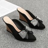 Shoes Woman's Slippers Loafers Luxury Slides Female Mule Cover Toe Square heel On A Wedge Heeled Mules Low 2025 Designer Block