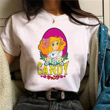 Candy Top Women's Fashion Designer T-shirt Girl Harajuku Summer Cotton Printed T-shirt Summer Leisure Comfortable T-shirt Top