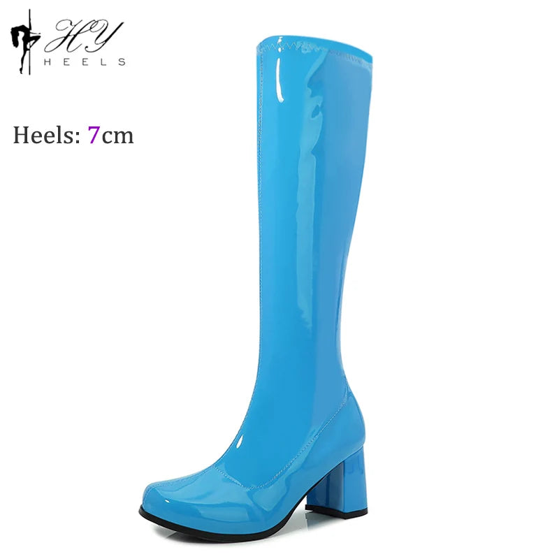 Costumes 60s 70s Go Go Boot Retro1960s Ladies Women's Knee-High Boots Fancy Dress Gogo Party Dance Gothic Shoes