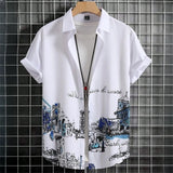 3D Printed Geometry Men's Shirts Color Block Graphics Fashion Button Short Sleeve Lapel Hawaiian Blouse shirts for men Summer