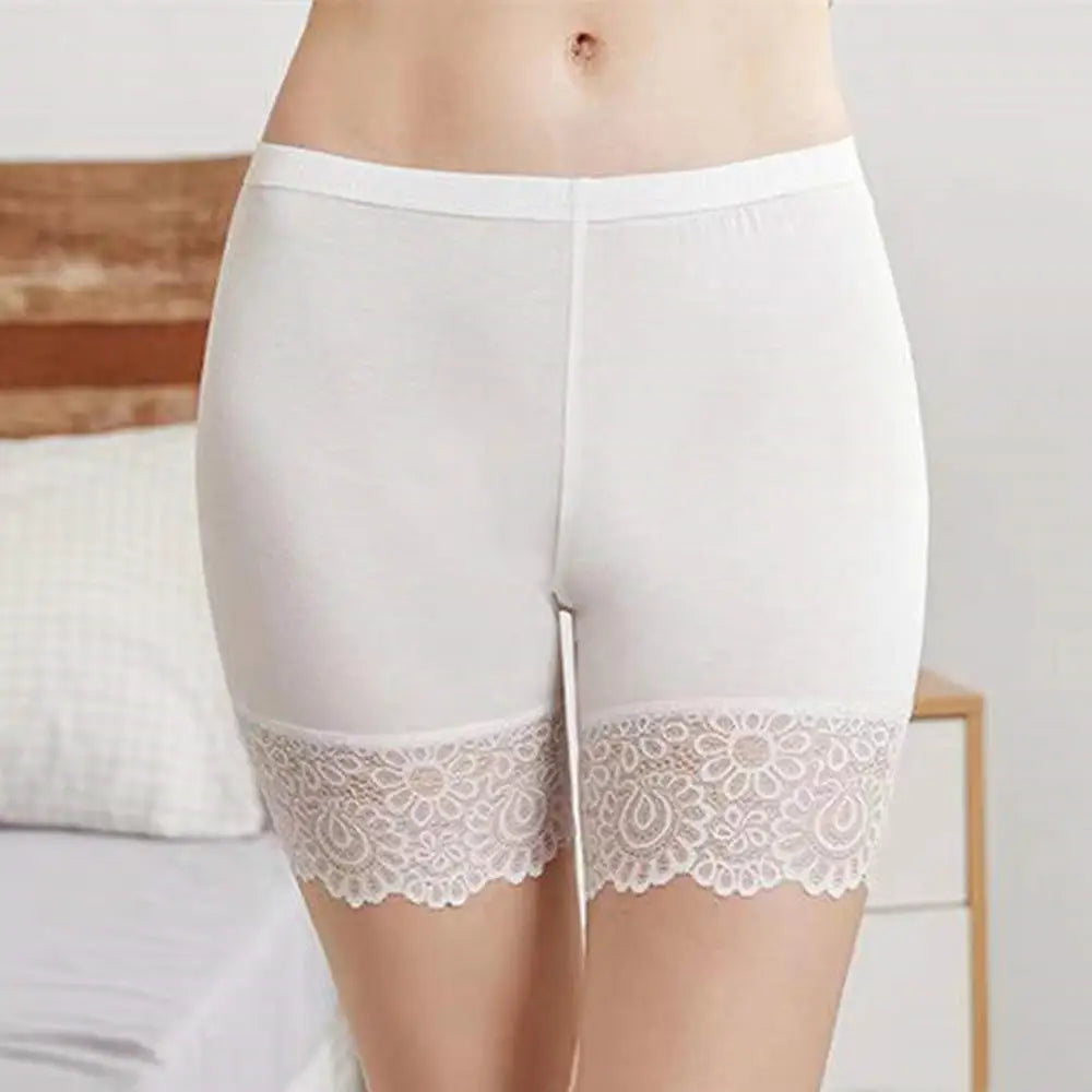 Sexy Lace Edge Soft Seamless Safety Short Pants Summer Under Skirt Shorts Modal Ice Silk Breathable Short Tights Women Underwear