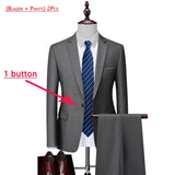 ( Jacket + Vest+Pants ) High-end Brand Formal Business Mens Suit Three-piece Groom Wedding Dress Solid Color Suit