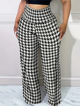 Women's Plaid Wide Leg Pants  High Waist Casual Loose Trousers for Spring  Summer