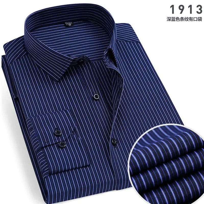 Spring New Men's Striped long-sleeved Shirt Non-ironing Anti-wrinkle Comfortable Breathable Business Casual Fashion Slim Fit