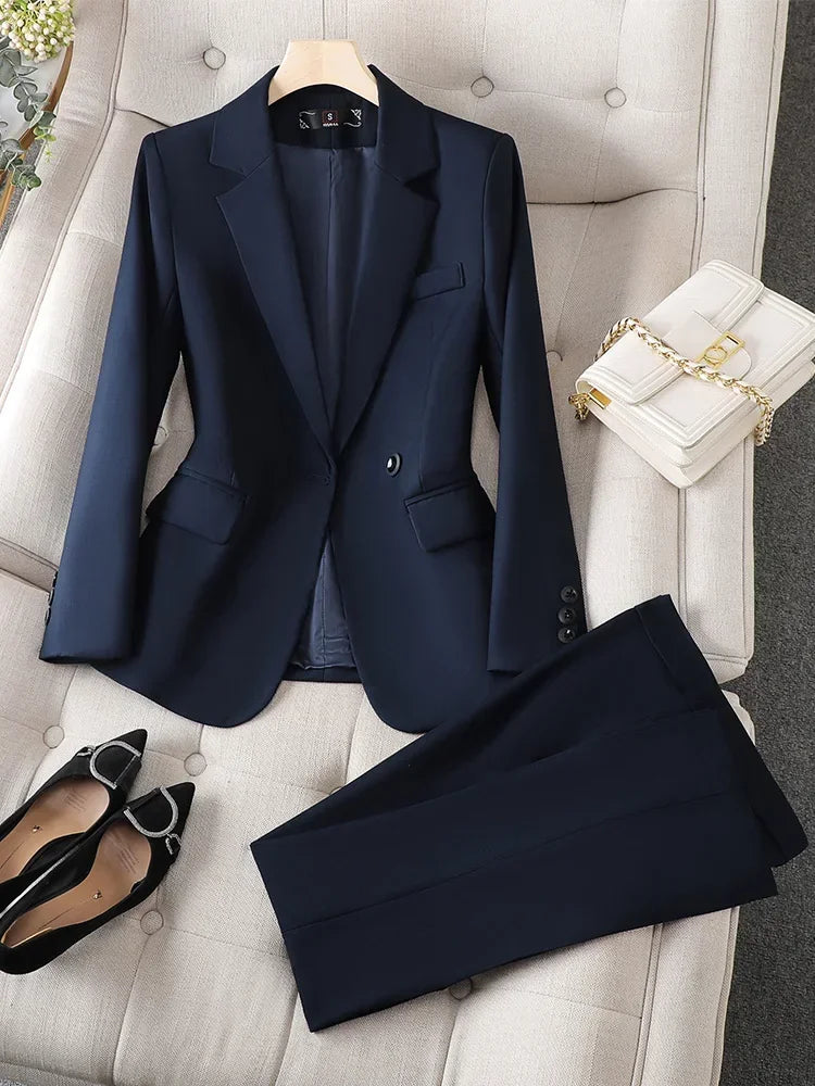 Yitimuceng Office Wear Women Blazer Suits Elegant Fashion Chic Coats Long Sleeve Casual Blazer Jacket Suits Pants 2 Piece Set