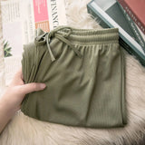 Women Long Pants Causal Elastic Waist Loose Basic Long Trousers For Female Spring Summer Wide Leg Long Pants