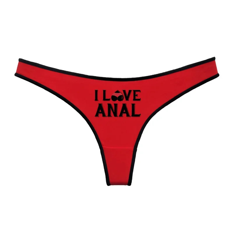 I LOVE ANAL Female Lingerie Girls G String Red Cotton Underwear for Womens Soft Seamless Invisible Breathable Sport Underpant