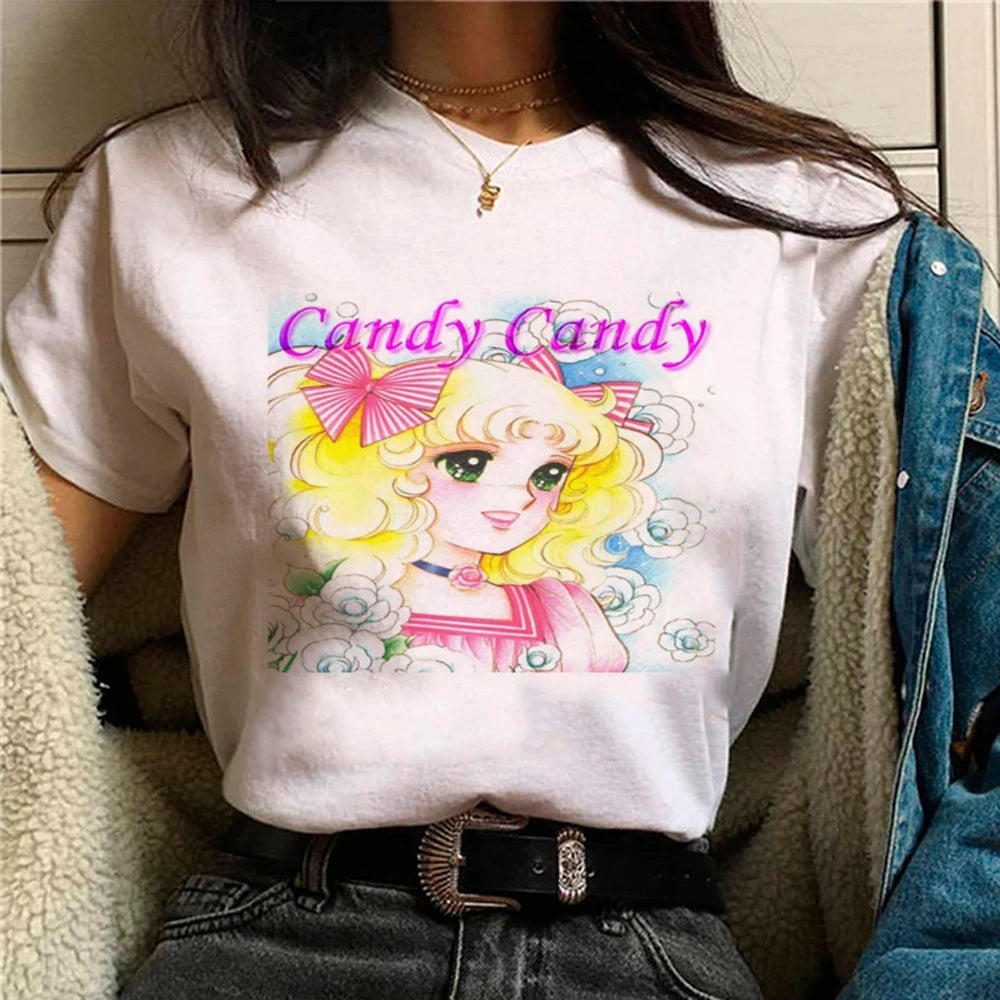 Candy Top Women's Fashion Designer T-shirt Girl Harajuku Summer Cotton Printed T-shirt Summer Leisure Comfortable T-shirt Top