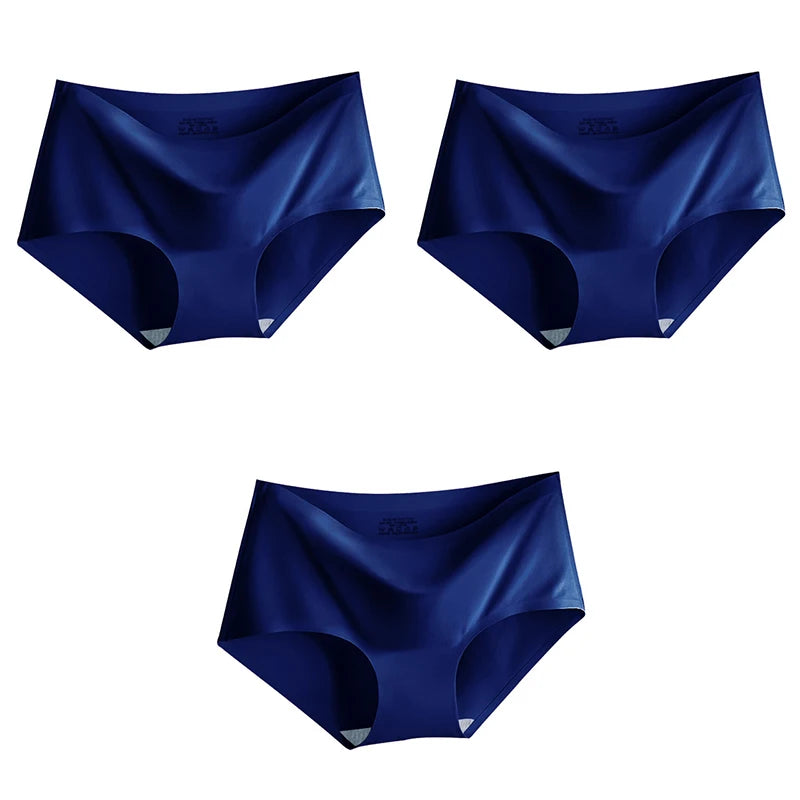 AOTOLK 3Pcs/Set Large Size XXL Seamless Women Panties Mid-waist Briefs Female Breathable Underwear Ice silk Crotch Lingerie