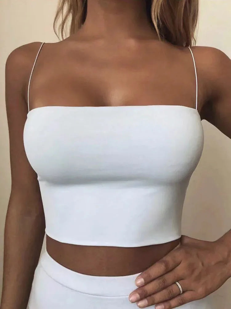 2023 Summer Women's Crop Top Sexy Elastic Cotton Camis sleeveless Short Tank Top Bar