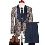 Spring New Men's (suit + Vest + Trousers) British Style Business Casual Three-piece High-density Jacquard Wedding Dress