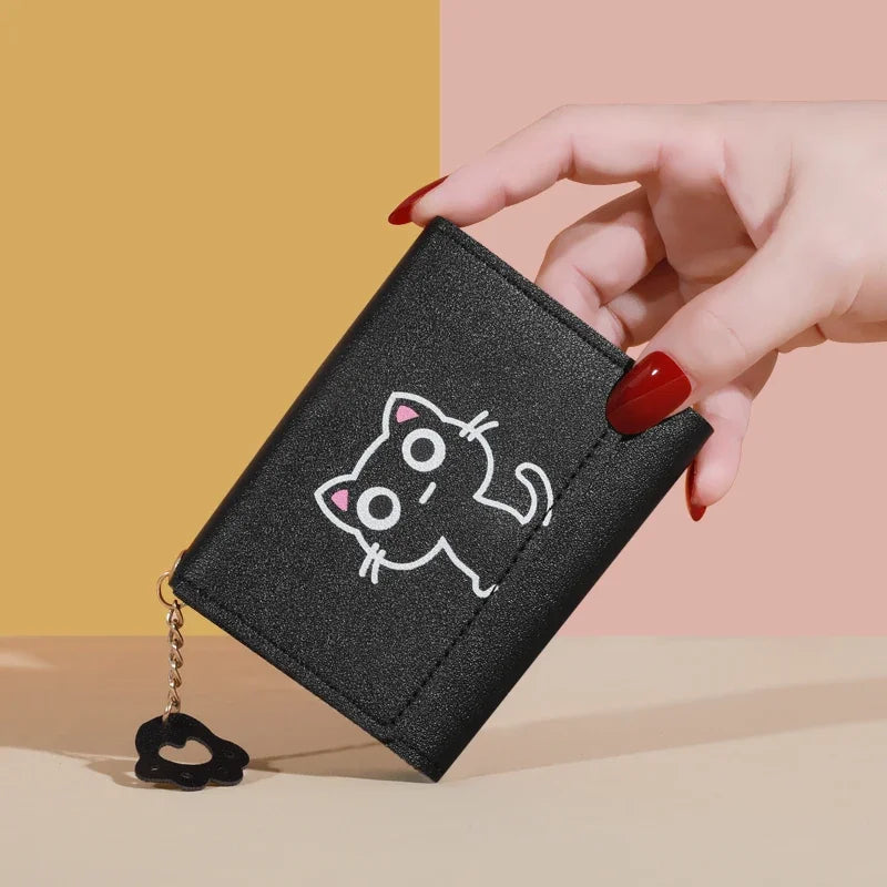 New Small Wallet Female Cat Short Fold Personalized Student Cute Mini Fashion Wallet Zero Wallet