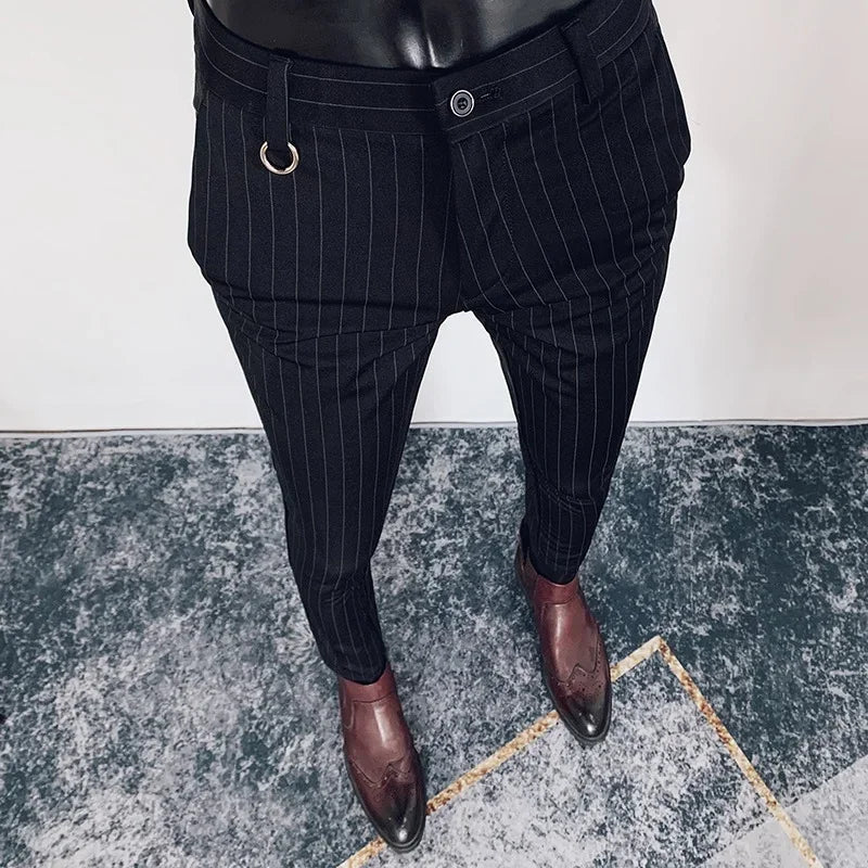 Men Suit Pants Formal Trousers Pantalone Hombre Stretch Slim Solid Color Casual Dress Full Length Pants Fashion New Men Clothing