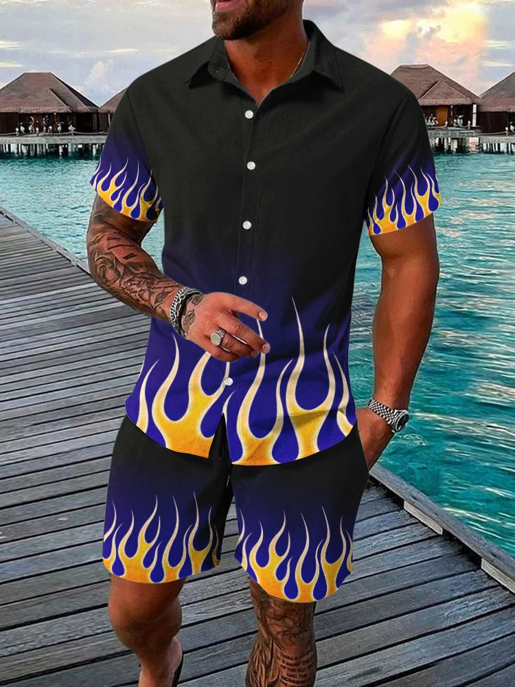 Men's Hawaiian Short-sleeved Shirt And Beach Shorts Set Beach Resort Men's Casual Shirt Summer Everyday Men's Sports Shorts