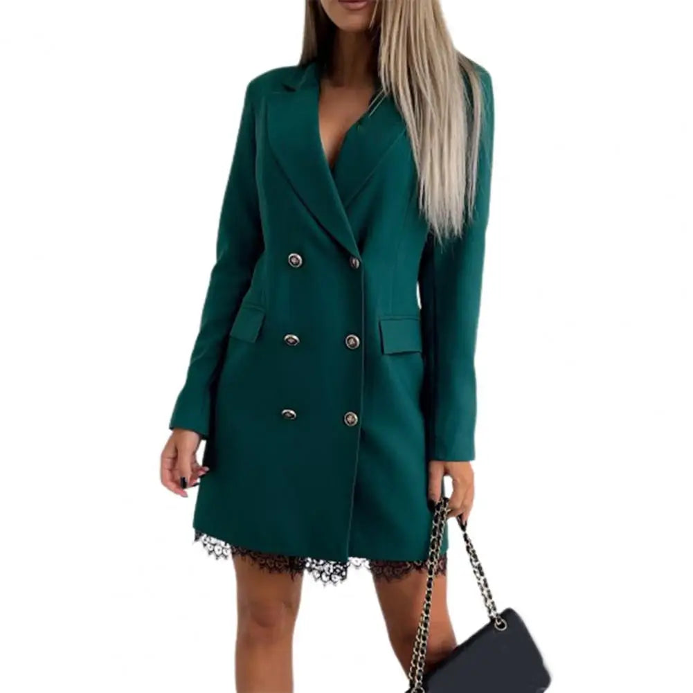 Office Lady Blazer Suit Dress Fashion Wrap V Neck Turndown Collar Sexy Mini Dress Women Long Sleeve Solid Blazer Party Dress