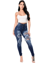 Autumn High Waist Ripped Jeans For Women Fashion Stretch Skinny Denim Pencil Pants Casual Slim Trousers S-3XL