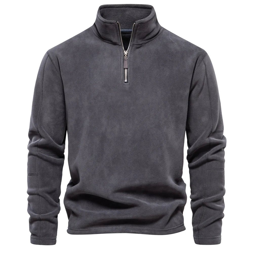 Quality Thicken Warm Fleece Jacket for Men Zipper Neck Pullover Men's Sweatshirt Soft Shell Mens Jacket